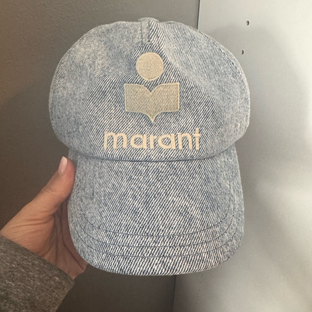Isabel Marant Light Blue Denim Logo Baseball Cap